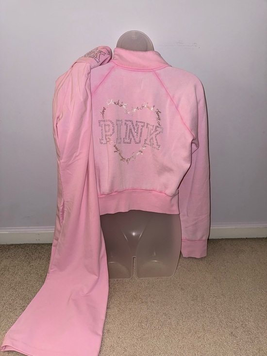 LoveShackFancy Tops - PINK x LoveShackFancy Reissued Full-Zip Cotton Foldover Flare Leggings Set M